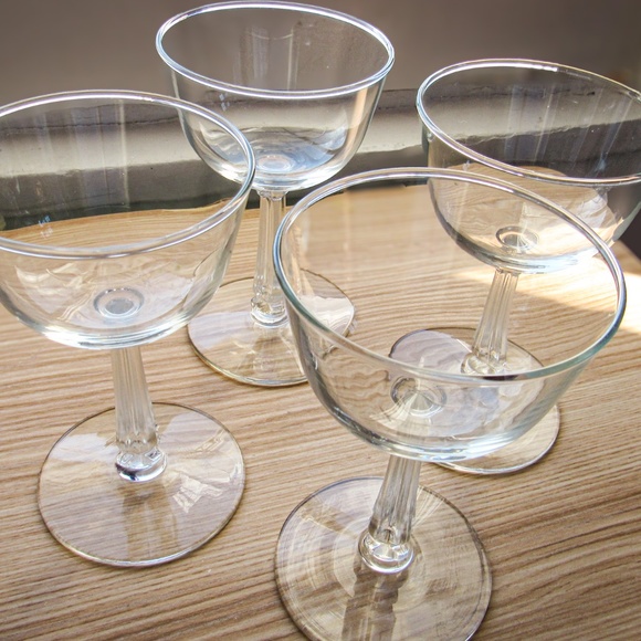 4 Vintage Mid-Century Cocktail Glasses-Column Stem-Retro Bar Wine Glasses-Goblet - Picture 4 of 4